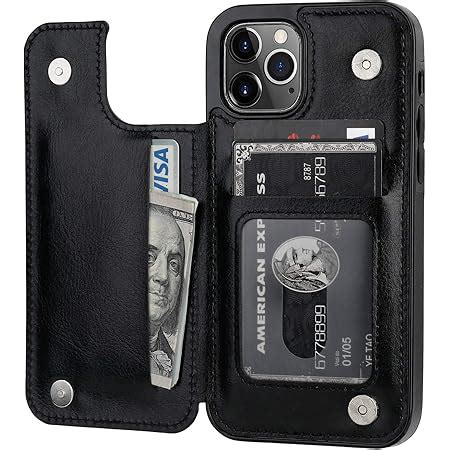 ONETOP for iPhone 12/12 Pro Genuine Leather Wallet Case with 